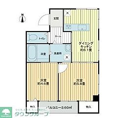 マリオン荻窪 3階2DKの間取り