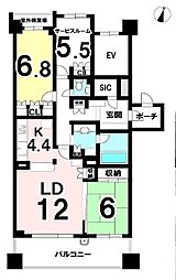 コスモヒルズ船橋夏見 2SLDKの間取図画像