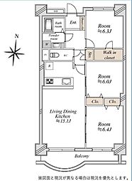 京成サンコーポ八千代台S棟 3LDKの間取図画像
