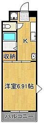 コートヒルズ 1Kの間取図画像
