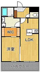 サンシャインタワー三萩野 1LDKの間取図画像