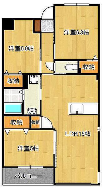 ＣＩＴＲＵＳ ＴＲＥＥ ｜福岡県北九州市小倉北区足立2丁目(賃貸マンション3LDK・3階・68.40㎡)の写真 その2