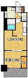 シズカビルディング白銀 1LDKの間取図画像