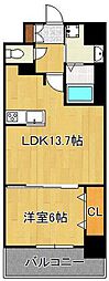 シズカビルディング白銀 1LDKの間取図画像