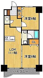 ニューシティアパートメンツ南小倉2 2LDKの間取図画像