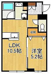 フルール・ド・ヒサノ 1LDKの間取図画像