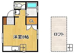 シティベール宇佐町 ワンルームの間取図画像