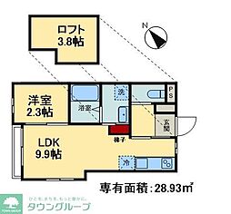 東武野田線 船橋駅 徒歩8分の賃貸アパート 2階1LDKの間取り