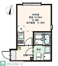 ハーモニーテラス瑞江II 1階ワンルームの間取り