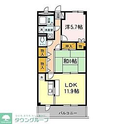 アカンサスＫ 3階2LDKの間取り