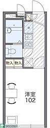 レオパレスアサヒ　アズール 2階1Kの間取り