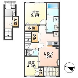 エリタージュ 2階2LDKの間取り