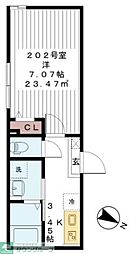 アージュドール新検見川 1階1Kの間取り