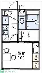 レオパレスグランティス 1階1Kの間取り