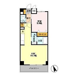 グレースVII 3階1LDKの間取り