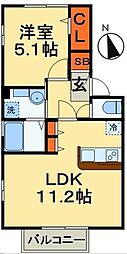 メゾンラフィネ 1階1LDKの間取り