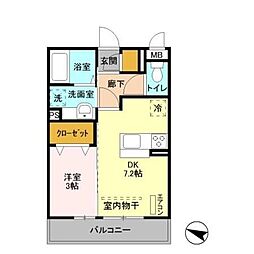 エヴァーラスティング千葉 3階1DKの間取り
