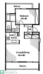 アリソ東船橋 1階1LDKの間取り