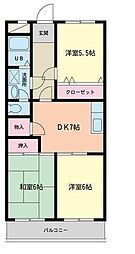 アメニティ・アイバ 2階3DKの間取り