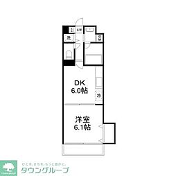 グリュック 3階1DKの間取り
