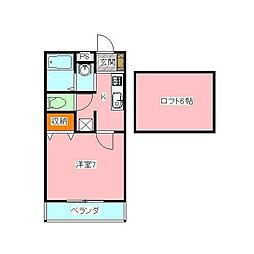 アクシア 2階1Kの間取り