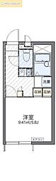 レオパレスウインドコート 1階1Kの間取り