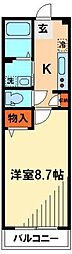 JR総武線 本八幡駅 徒歩8分の賃貸マンション 1階1Kの間取り
