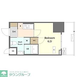 Alivis船橋East.West 2階1Kの間取り