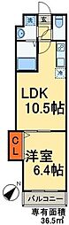 リトルズ幕張町 3階1LDKの間取り