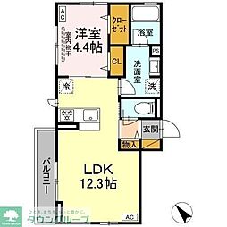 アップルベリーフィールズ 3階1LDKの間取り