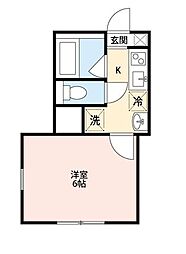 メゾンドゥフォレスト 1階1Kの間取り