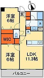 フェリシア 8階2LDKの間取り