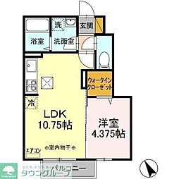 エルパラシオ鷺沼台 1階1LDKの間取り