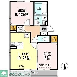 サンボナール 3階2LDKの間取り