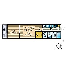 プライムステージ 2階2Kの間取り