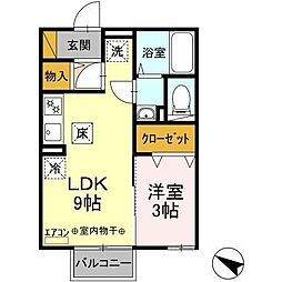 ブルーメ小倉 1階1LDKの間取り