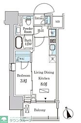 パークアクシス浦安 6階1LDKの間取り