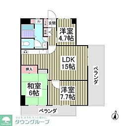 京成本線 八千代台駅 徒歩3分の賃貸マンション 5階2DKの間取り