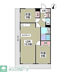 チクマハイツ 2階2DKの間取り