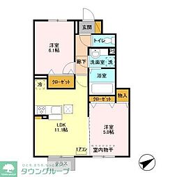 ラ・ヴィーユ 102 1階2LDKの間取り