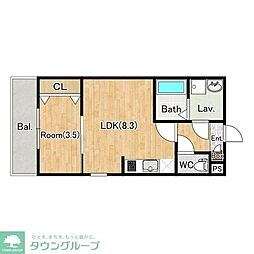 (仮称)ジーメゾン千葉出洲港ラビアン 2階1LDKの間取り