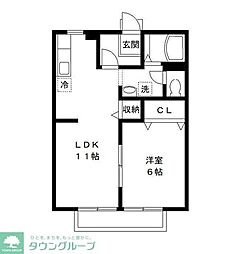 ユアマリーナ 1階1LDKの間取り