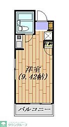 サンライズ市川　306号室 3階ワンルームの間取り