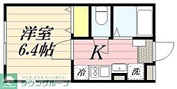 メゾンコリーヌ八柱 1階1Kの間取り