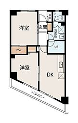 アンリベールI 401 4階2DKの間取り