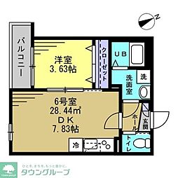 コンフォーティア 2階1DKの間取り