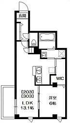 カーサ・イ・フィオーリ 2階1LDKの間取り