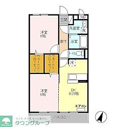 コンフォール瑞江III 2階2DKの間取り