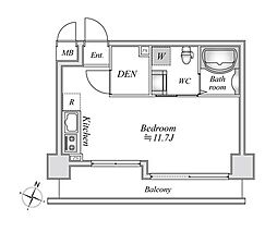 リエス千葉新宿 6階ワンルームの間取り