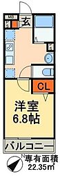 リブリ・幕張本郷 2階1Kの間取り